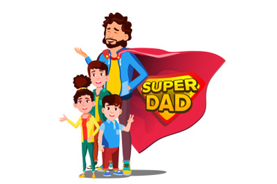 Super Dad Vector. Father s Day. Shield Badge. Isolated Flat Cartoon Illudtration