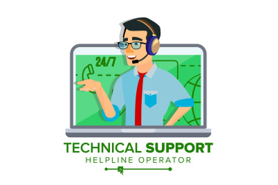 Technical Support Vector. Global Tech Support. Business Maintenance. Operator And Customer. Flat Isolated Illustration