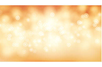 Orange Sweet Bokeh Out Of Focus Background Vector. Abstract Lights On Gold Bokeh Blurred Background.