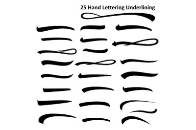 Set of underlines lettering lines isolated on white&2C; Handwritten Letter. vector illustration Pen Line.