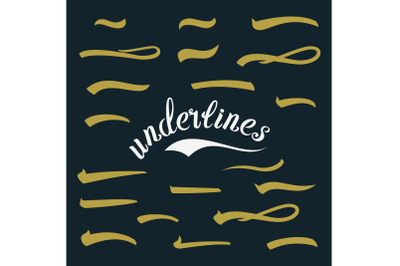 Underline. Set Lettering Underlines. Vintage Handmade Elements For Housewarming Posters, Greeting Cards, Home Decorations. Vector Illustration Handwritten Marker.