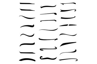 Set Of Hand Lettering Underlines Lines Isolated On White Background. Typography Design. Handmade Vintage Elements For Poster&2C; Banner&2C; Print&2C; Invitation&2C; Greeting Card Design. Vector illustration