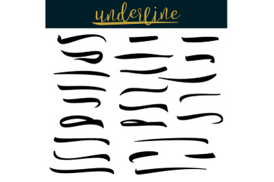 Set of underlines lettering lines isolated on white&2C; Handwritten Letter. vector illustration Pen Line.