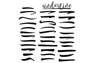 Set of underlines lettering lines, vector illustration Handwritten Mark.