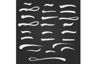 Set of Hand Lettering Underlines Lines Isolated On White. Handwritten Letter. Vintage Elements For Your Design. Vector illustration Handwritten Marker.
