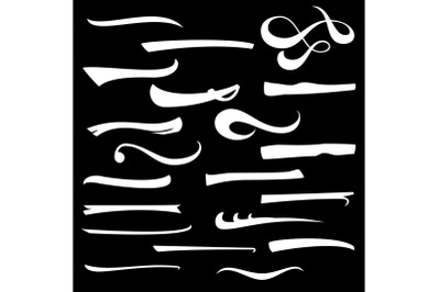 Marker&2C; Underline&2C; Highlighter Marker Strokes&2C; Swoops&2C; Waves Brush Marks Set. Hand Lettering Lines Isolated On White. Typographic Design. Vintage Elements. Vector Illustration