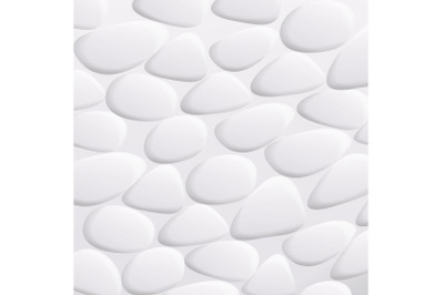 White Pebble Vector. Natural Realistic 3d Stones Of Different Shapes. Sea Rock Pebbles Isolated On White Background.