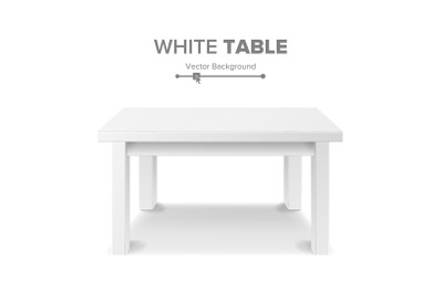 Empty White Plastic Table Isolated On White Background. Realistic Platform. Vector Illustration. Good For Product Display Template.