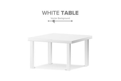 Empty Table Vector. Isolated Furniture, Stand. Clean Stand Template For Object Presentation. Realistic Vector Illustration.