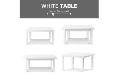 Empty White Plastic Table Set Isolated On White Background. Realistic Platform. Vector Illustration. Good For Product Display Template.