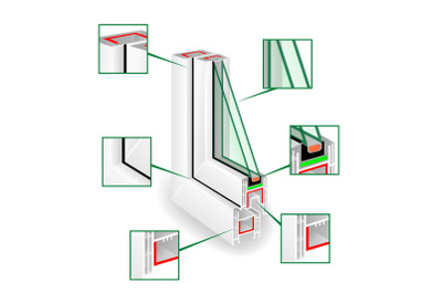 Plastic Window Frame Profile. Infographic Templeate. Vector Illustration