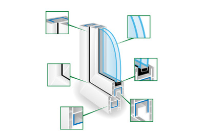 Plastic Window Frame Profile. Infographic Templeate. Vector Illustration