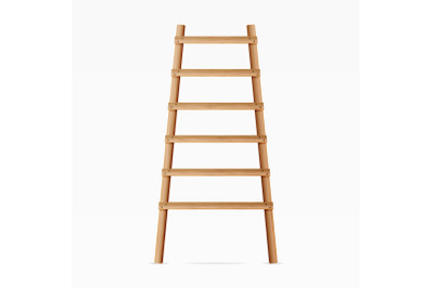 Wooden Ladder Vector. Isolated On White Background. Realistic Illustration.