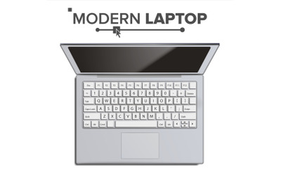 Laptop Vector. Realistic Modern Laptop. Top View. Isolated Illustration