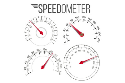 Speedometer Set Vector. Car Abstract Console Gauge Tachometer. Tachometer. For Transportation, Racing Design. Illustration