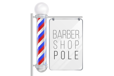 Barber Shop Pole Vector. Good For Design, Branding, Advertising. Space For Your Advertising. Isolated On White Background Illustration