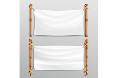 Bamboo Frame With Realistic Paper Background. For Your Message. Empty Canvas For Text. Realistic Illustration.