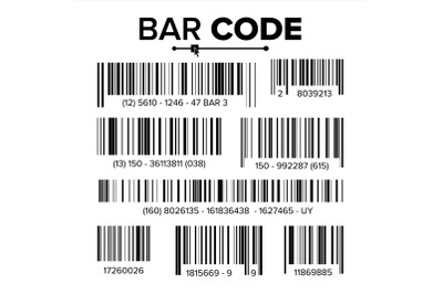 Bar Code Set Vector. Modern Simple Flat Barcode. Marketing, Fashionable Scan Sign. Isolated Illustration