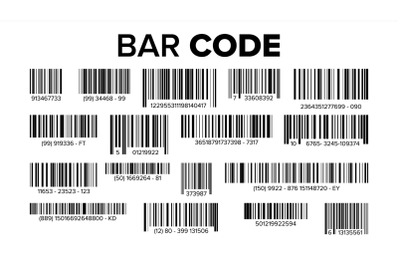 Bar Code Set Vector. Universal Product Scan Code. Isolated Illustration