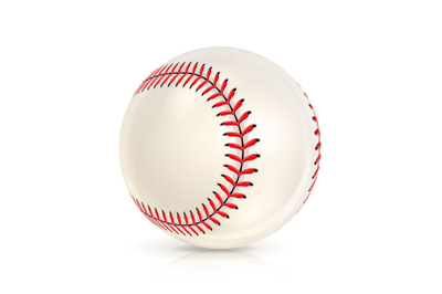 Baseball Leather Ball Isolated On White. SoftBall Base Ball. Shiny Baseball Ball. Sport Leather Ball. Vector Illustration