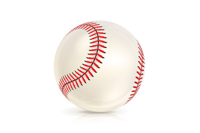 Baseball Leather Ball Close-up Isolated On White. Realistic Baseball Icon. Vector Illustration