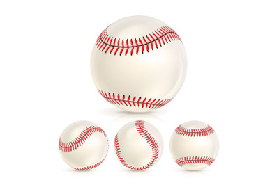 Baseball Leather Ball Close-up Set Isolated