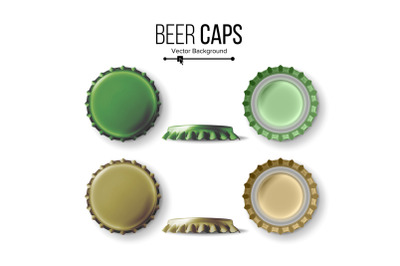 Beer Cap Vector. Colorful Bottle Caps. Mock Up Temaplate