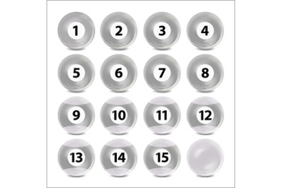 Billiard Or Lottery Number Balls Set Vector. Black And White Balls Isolated. Bingo Balls Set With Numbers. Realistic Vector. Lotto Concept