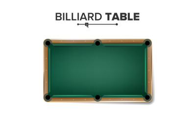 Billiard Table Vector. Classic Green Pool Table. Top View. Isolated Illustration