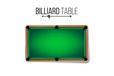 Realistic Billiard Table Vector. American Pool Table. Sport Theme. Top View. Isolated On White Illustration