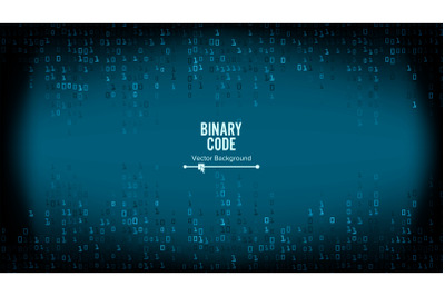 Binary Code Background Vector. Algorithm Binary, Data Code, Decryption And Encoding, Row Matrix