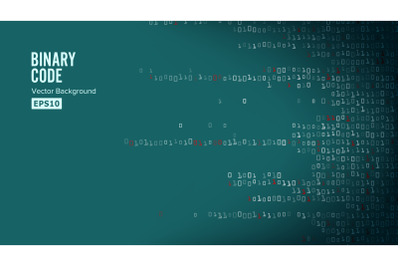 Binary Code Background Vector. Algorithm Binary, Data Code, Decryption And Encoding, Row Matrix