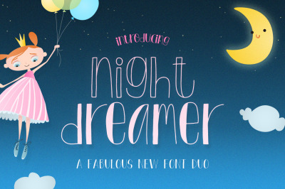 Night Dreamer Font Duo (Serif Fonts, Cute Fonts, Kids Fonts)