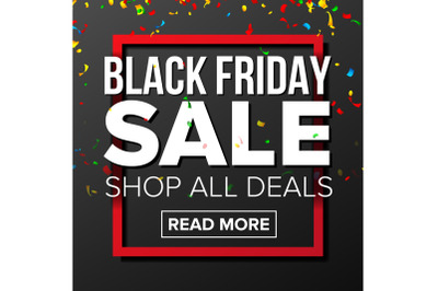 Black Friday Sale Banner Vector. Marketing Advertising Design Illustration. Template Design For Black Friday Poster, Brochure, Card, Shop Discount Advertising.