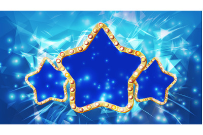 Golden Star Vector. Shiny Gold Sign. Three Glowing Element. Decoration Element. Vintage Illustration