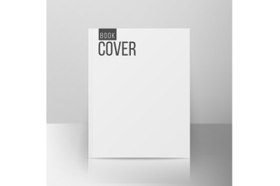 Book Cover Template Vector. Realistic Illustration Isolated On Gray Background. Empty White Clean White Mock Up Template For Design