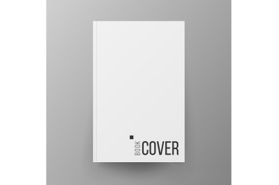 Blank Book Cover White Vector. Realistic Illustration Isolated On Gray Background. Clean White Mock Up Template For Design