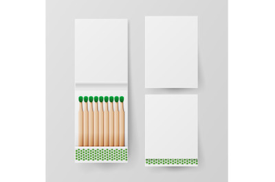 Book Of Matches Vector. Top View Closed Opened Blank. For Adding Your Packing Design And Advertising. Realistic Illustration