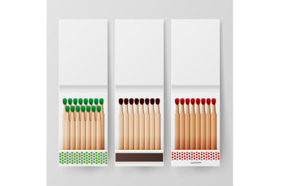 Book Of Matches Vector. Top View Closed Opened Blank. For Adding Your Packing Design And Advertising. Realistic Illustration