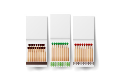 Book Of Matches Vector. Top View Closed Opened Blank. White Blank Matchbooks. Realistic Illustration