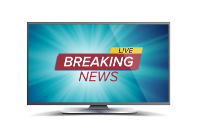 Breaking News Vector. Blue TV Screen. World Global News Concept. Isolated Illustration