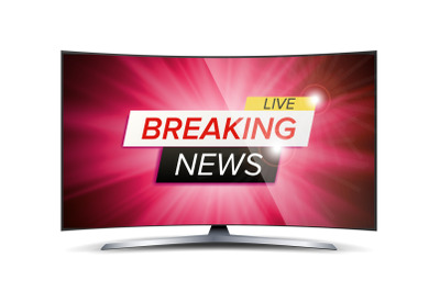 Breaking News Live Vector. Red TV Screen. Technology News Concept. Isolated Illustration