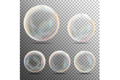 Realistic Soap Bubbles With Rainbow Reflection