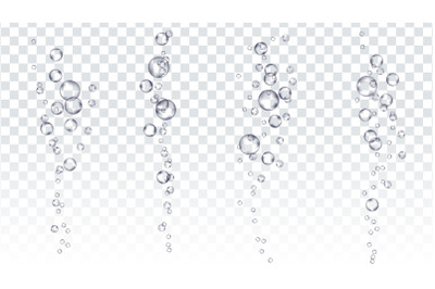 Underwater Bubbles Vector. Fizzing Air Stream. Soda Pop Effect. Champagne. Transparent Realistic Isolated Illustration