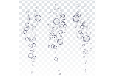 Underwater Bubbles Vector. Fizzy Aqua Sparkles In Water, Undersea. Effervescent Medicine. Transparent Realistic Isolated Illustration