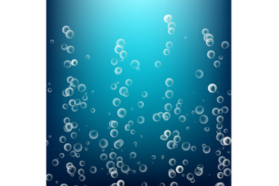 Bubbles In Water. 3d Realistic Deep Water Bubbles. Circle And Liquid, Light Design.