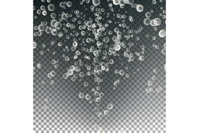 Bubbles In Water On Transparent Background. Glossy Realistic Bubble And Translucent Aqua Bubble Illustration