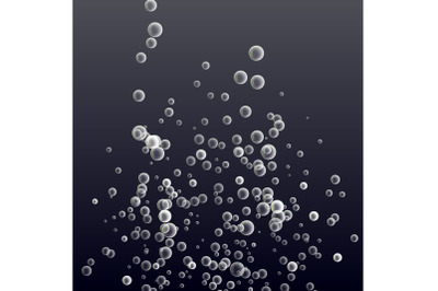 Underwater Fizzing Air Bubbles Vector. Deep Water. Circle And Liquid, Light Design. Fizzy Sparkles In Sea, Ocean. Realistic Illustration