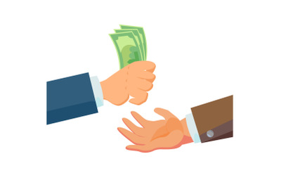 Businessman Hands Giving Money Vector. Salesman Agent And Owner. Banking Finance Sale Concept. Flat Business Cartoon Isolated Illustration