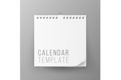 Spiral Calendar Vector. Blank Office Calendar Mock Up. Realistic Sheets Of Paper. Empty Mock Up. Vector illustration